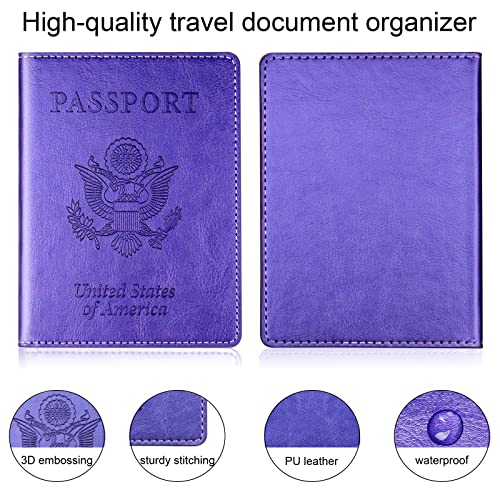 Herain Passport Holder, Passport Cover, Passport And Vaccine Card Holder Combo, Passport Case With Vaccine Card Slot Passport Wallet For Women Men, Travel Essentials (Purple) #TOP3
