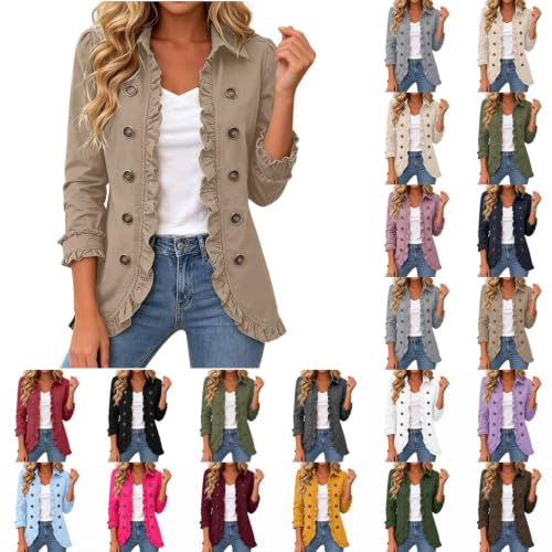 Women's Open Front Jackets Peplum Lapel Ruffle Jacket Long Sleeve Outwear - image 1