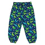 JAN & JUL Toddler Kids Rain Wear, Waterproof Splash Pants (Single-Layer: Dinoland, 3T)