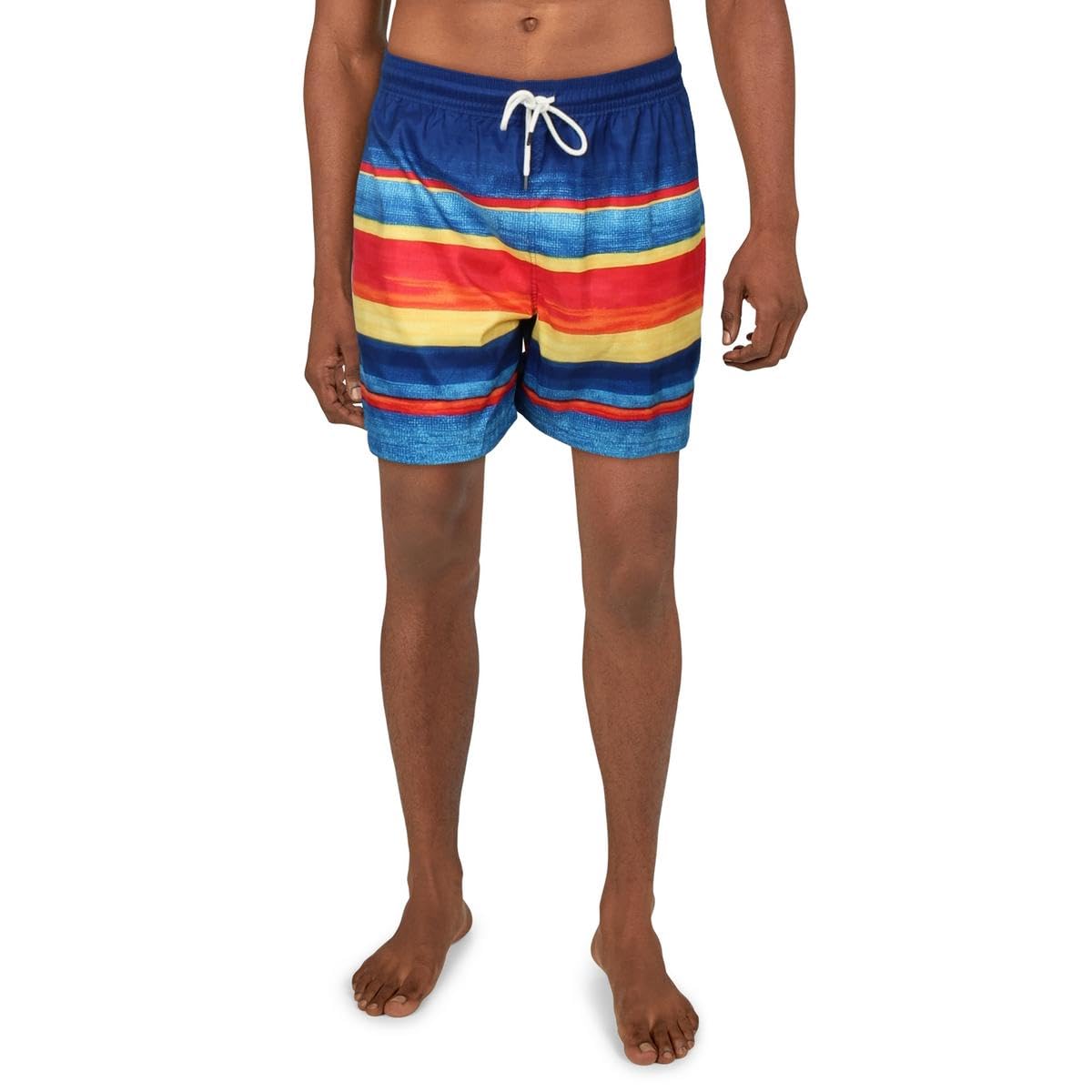 5.75-Inch Traveler Classic Polo Mens Swim Trunk Electric Stripe Print Bathing Suit (US, Alpha, Large, Regular, Regular)