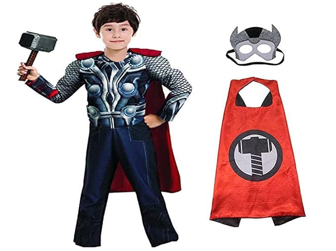 CHRISLEY ENTERPRISES Thor dress for kids with hammer, mask, cape, superhero costume annual function/theme party/competition/stage shows/birthday party dress (5-6 years) (B0C6DMS7GL) Amazon Price History, Amazon Price Tracker