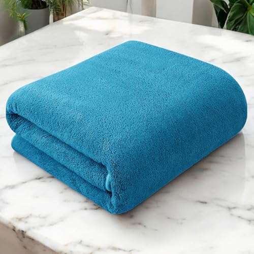 Image of Towels for Bath Large Size | Microfiber Towels for Bath | Towel Set of 1 | 400 GSM | 70 x 140 cm | Blue | Bath Towels for Men, Women & Kid | Gym Towel | Perfect bath towel for Everyday Use