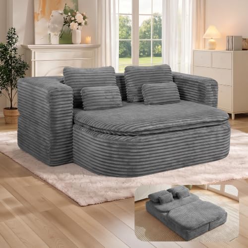 IZLKQC 75'' Folding Sleeper Sofa Bed, Memory Foam Boneless Couch | Full Size Guest Bed Mattress, Modern 2-in...
