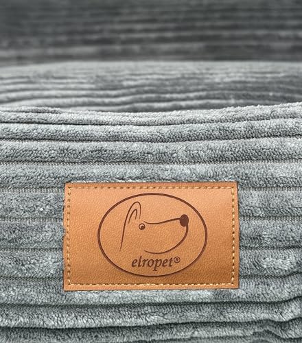 elropet Hundebett orthopädisch aus Kuschel Cord XS/S/M/L/XL kleine Hunde große Hunde Hundekorb (Mausgrau, XS (65x50x18cm))