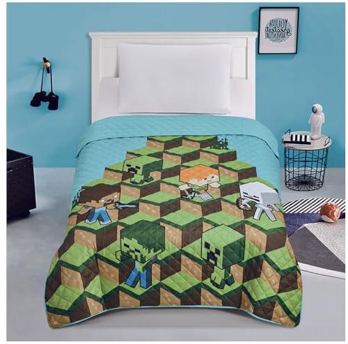 Jay Franco & Sons, Inc. Minecraft Blocks Twin Quilted Bedspread Only
