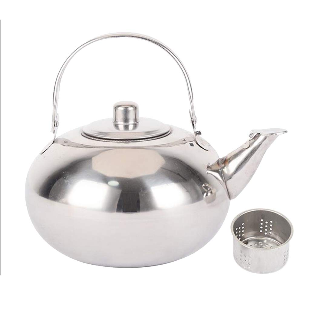 YSWPNA Stainless Steel Hot Water, Loose Tea Maker Infuser Tea, Metal Teapot with Removable Tea Strainer, Silver, 2 Capacity Available, Silver, 2L