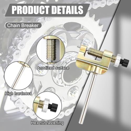 Image of Podoy #35 Roller Chain 10FT (320 Links) Kit with Chain Breaker & 5 Master Links, 3 /8 inch Pitch Carbon Steel Replacement Chain for Go Karts, Mini Bikes, Scooters, Bicycles & General Machinery
