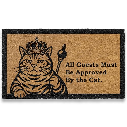 All Guests Must Be Approved by the Cat Doormat 30x17 Inch Cat Welcome Mat