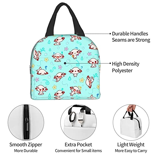 Axolotl Kawaii Cute Lunch Bag Animal Lunch Box Reusable Insulated Meal Bags Food Container For Girls Boys Kids Men Women School Work Travel Picnic #TOP5