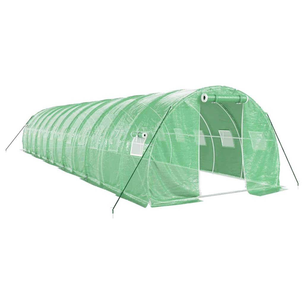 Homgoday Invernadero con Estructura de Acero Verde 36 m² 12x3x2 m, Invernadero Caseta Jardín Terraza Plantas Semilla Cultivo Huerto Verduras Cubierta Casero