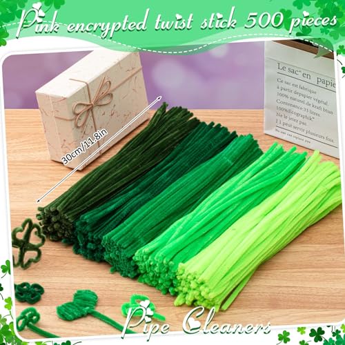 Image of Peryiter 500 Pcs Pipe Cleaners for DIY Flower Bouquets, Chenille Stems for Graduation Bouquet Crafts, Fuzzy Sticks for Handmade Flowers, DIY Gift, Art Projects(Green,12 Inch)