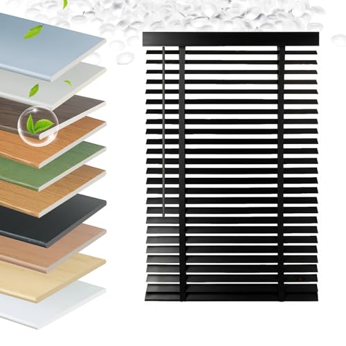 Faux Wood Blinds 2 Inch Cordless, Room Darkening Mini Venetian Horizontal Blinds & Shades for Indoor Windows, Office, Living Room, Bedroom, Multiple Colors