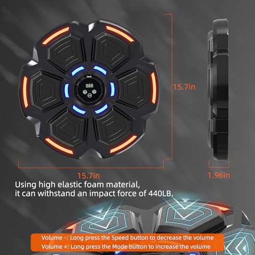snawowo Music Boxing Machine für Erwachsene - LED Licht Bluetooth Musikboxing Maschine mit Boxhandschuhen Elektronische Boxmaschine mit Musik Boxen mit 9 Geschwindigkeitsmodi und Zählmodus (Schwarz)