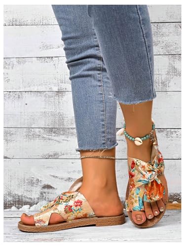 Image of GORGLITTER Women's Dressy Flat Sandals Trendy 2026 Vacation Beach Open Toe Thong Sandals Summer Slides | Trendy 2026, Vacation Beach, Open Toe Thong, Cute Summer Slides, Colorful Dressy Sandals,Party Sandals