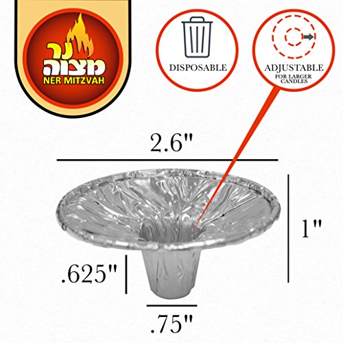 Disposable Foil Candle Holders - Heavy Duty Aluminum Protector Bobeches, Drip Guard Candlestick Liner Inserts - 50 Count - By Ner Mitzvah #TOP1