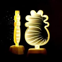 Vista 5 de Luz nocturna de espejo 3D de piña - Luz de túnel de espejo infinito