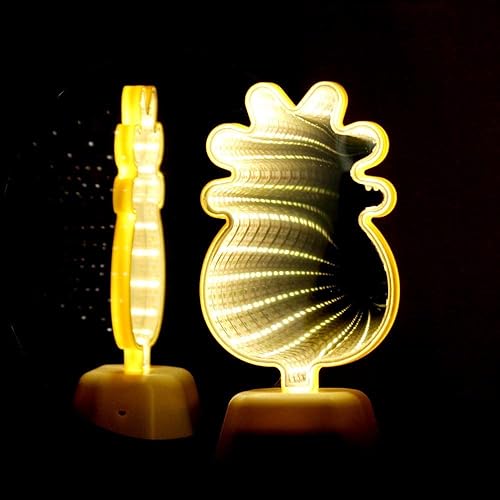 Miniatura 6 de Luz nocturna de espejo 3D de piña - Luz de túnel de espejo infinito