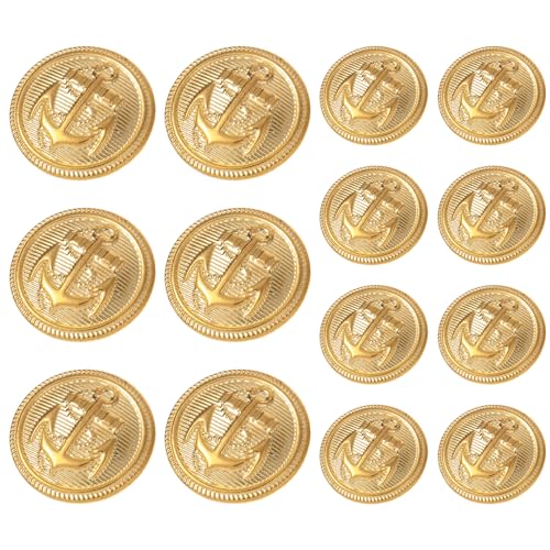 Ymapinc - Juego de 14 botones dorados de metal para blazer y chaqueta, traje y uniforme, botones dorados para hombre