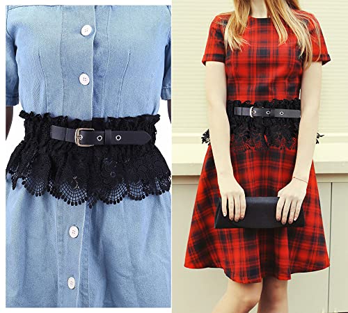 Ayliss Women Elastic Wide Belt Lace Stretchy Wide Waist Dress Belt Fashion Cinch Stretch Waistband Retro Trendy Ladies Belt3