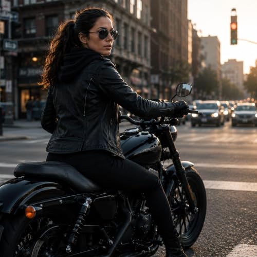 Image of Milwaukee Leather Women's Premium Leather Motorcycle Riding Jacket With Removable Hoodie Liner