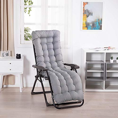 Chaise Longue Coussin, Coussin Bain de Soleil avec Couvercle Antidérapant, pour Lounge Fauteuil Chaise Transat de Jardin Fauteuil Relax épais Outdoor 170 * 53cm (Gris) Cover