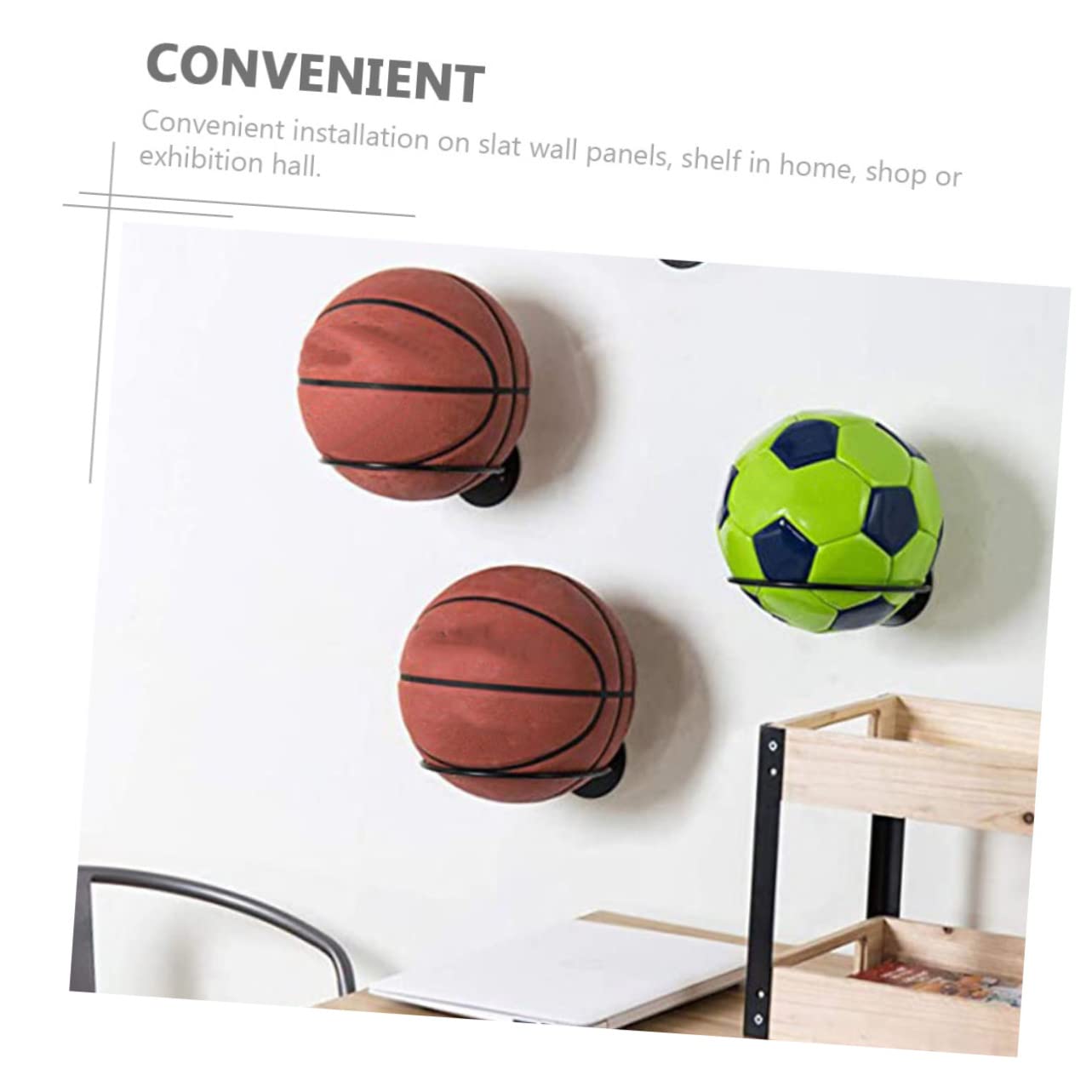 TOYANDONA Estante de Exhibición de Balones de Hierro Pared Soporte Duradero para Baloncesto y Fútbol Instalación para Tiendas