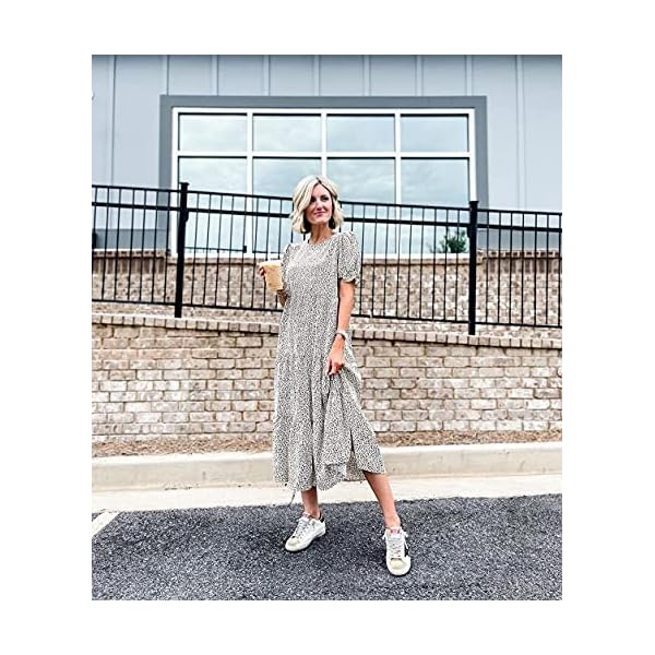 PRETTYGARDEN-Womens-Summer-Casual-Boho-Dress-Floral-Print-Ruffle-Puff-Sleeve-High-Waist-Midi-Beach-Dresses PRETTYGARDEN Women's Summer Casual Boho Dress Floral Print Ruffle Puff Sleeve High Waist Midi Beach Dresses (Apricot,Medium)