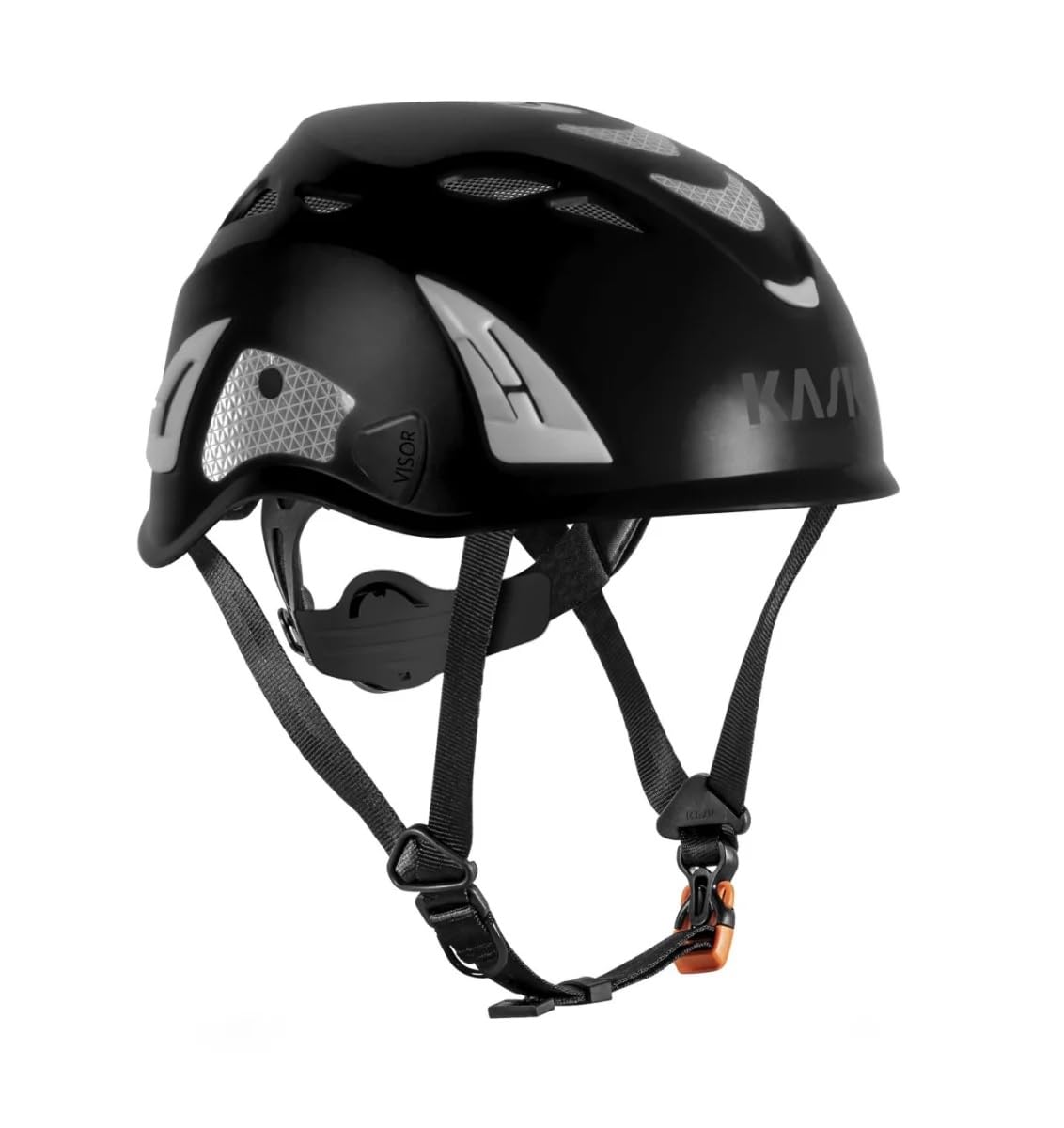 KASK Schutzhelm Superplasma HI VIZ - Arbeitsschutzhelm, Drehrad, Reflexstreifen, EN 397, Farbe:schwarz