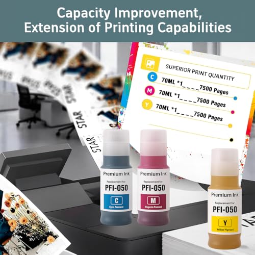 Image of KOSH PFI-050 Refill Ink Compatible for imagePROGRAF TC-20 / TC-20M Ink Tank Printers