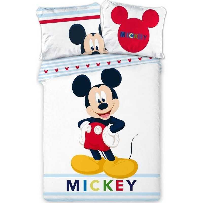 Parure de Lit Mickey en Microfibre - Housse de Couette Mickey 140x200 cm + Taie d'oreiller 63x63 cm (Mickey J)
