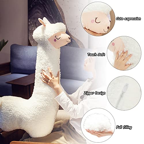 Deaboat 40" Giant Alpaca Plush Pillow Llama Stuffed Animal Toys Llama Long Body Plushie Home Decor For Girls Kids Adults #TOP2