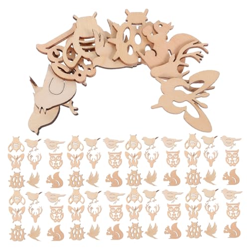 HAWILLOSCH 150 Pezzi Trucioli Di Legno Animale Piccoli Ornamenti Ornamento Da Appendere Festival Fette Di Animali Non Finite Creazione Di Gioielli Fai-da-te Arredamento Khaki