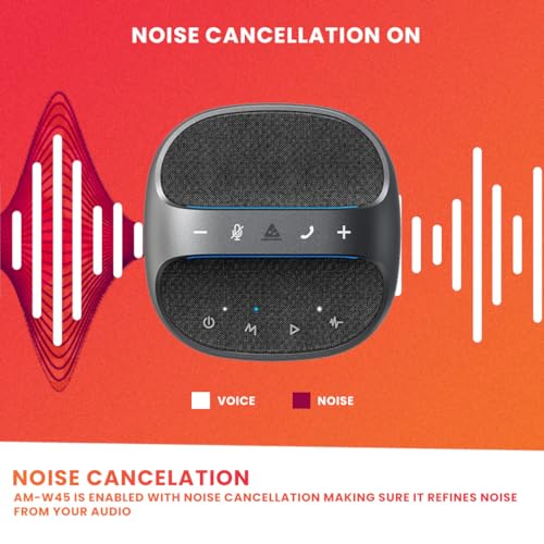 Image of Audio Array AM-W45 Wireless Conference Microphone with Speaker | Bluetooth, USB & 4 Mics | 360 Pickup Upto 4M | Noise Reduction & Enhanced Voice | Portable Speakerphone for Video Calls /Zoom Meeting