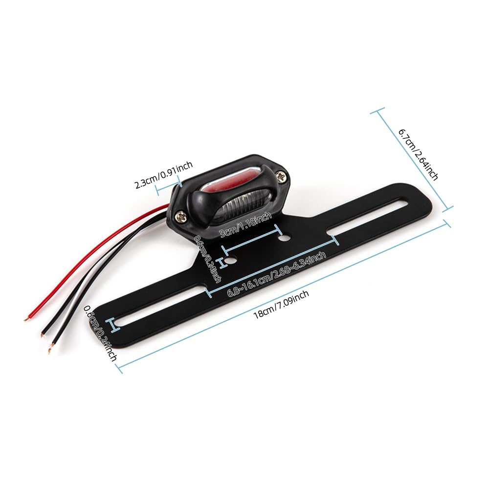 Faro Posteriore Moto con Supporto Fanale Posteriore Moto LED Fanale Stop Omologato E24 Compatibile con Street Cruiser Chopper Cafe Racer