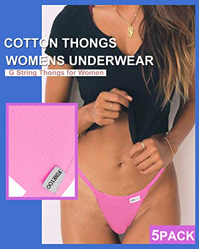 Image of FINETOO 10 Pack G-String Thongs for Women Cotton Panties Stretch T-back Tangas Low Rise Hipster Underwear Sexy S-XL