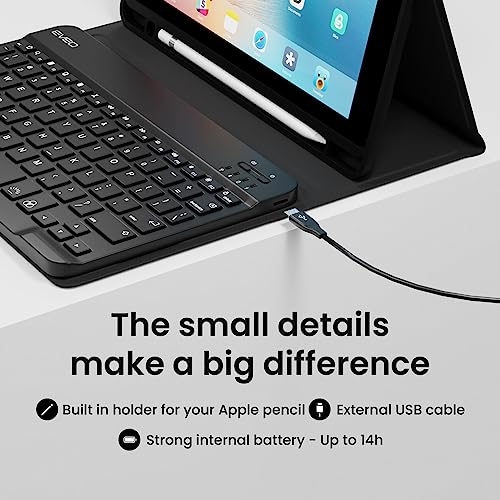 EVEO iPad Case with Keyboard - iPad Case with Keyboard iPad Case iPad Keyboard case iPad case, Built-in Pencil Holder - Image 6