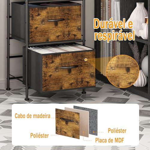Comoda Gaveteiro 3 Gavetas, Cômoda para Quarto, Torre de Armazenamento com Organizador de Tecido, Cô