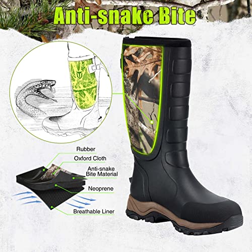 TIDEWE Hunting Boots Snake Proof for Men, Waterproof Insulated Warm Rubber With Steel Shank, 5mm Neoprene Lightweight Outdoor, Sturdy Work for Farming Gardening2