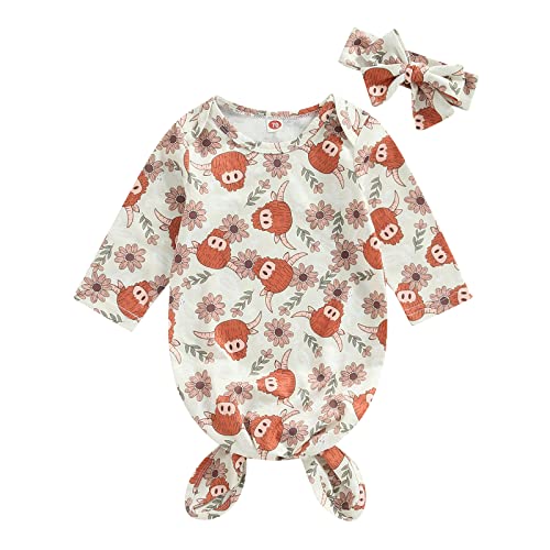 Image of CIYCUIT Knotted Baby Gowns Newborn Coming Home from Hospital Outfit