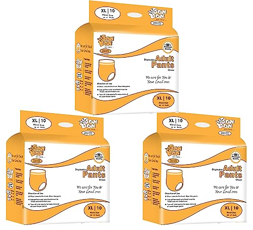 Image of Bonbon Premium Adult Diaper Pant Style Extra Large (PACK OF 3) - 30 Count - XL - Ultra Leak-Guard with Absorption and Distribution Layer (ADL) and Multi-strand leg - Waist Size 40-61 Inch, 101-154 cm