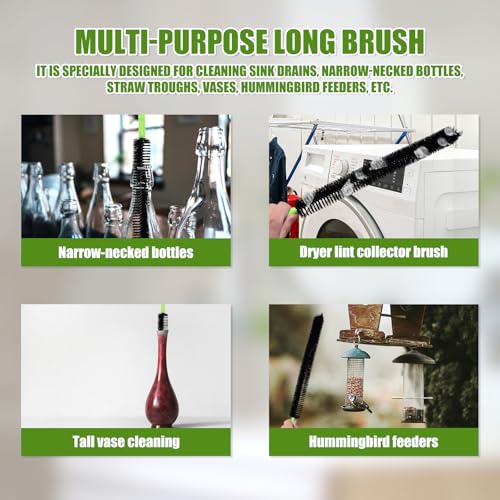 2 STK Abflussbürste, Abflussreiniger für Badezimmerwaschbecken Nylon Edelstahl Lange Rohrreiniger 43,5cm Lange Spülbeckenreinigungsbürste Flexible Lange Reinigungsbürste für Toilette