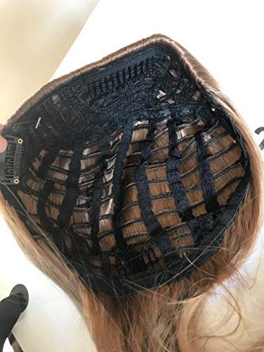 DevaLook Hair Extensions 24 Inches No Front Parting Half Head Wig Long Straight Brown Blonde Ombre Clip in Wig (Straight-Medium ash brown to sandy blonde)