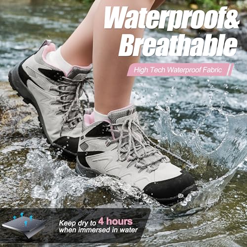 R CORD Womens Hiking Boots Waterproof Womens Hiking Shoes Comfortable Non-Slip Breathable Hiking Boots Womens Outdoor Trekking Camping Boots Hiking Shoes2
