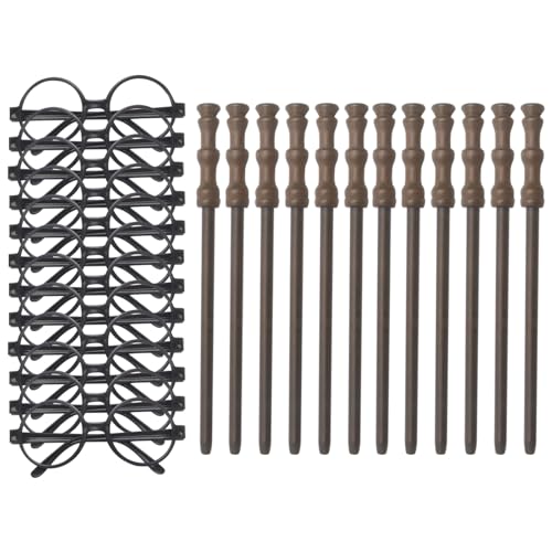 Conjunto de acessórios para festas de mago, lápis mágicos, óculos mágicos, com moldura redonda sem copos para festas de aniversário com decoração mágica, Halloween, recompensas escolares, 12