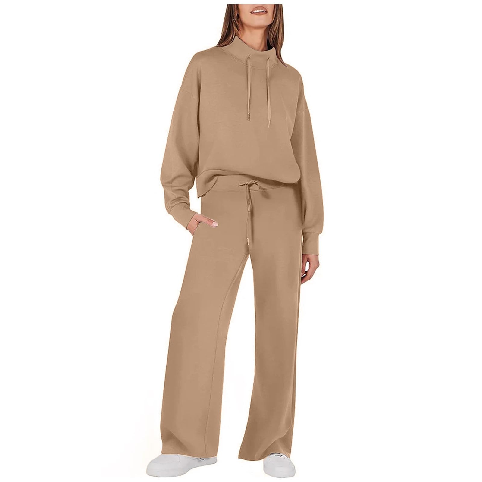 Generico Tuta Sportiva Donna Completo Autunno Inverno Maglia Maniche Lunghe e Pantaloni a Gamba Larga Autunno Inverno per Jogging Fitness