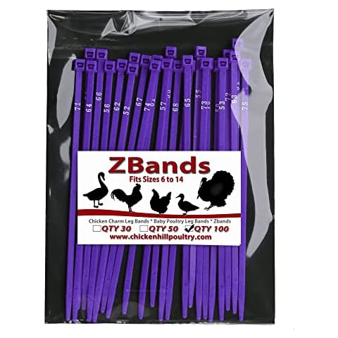 100 ZBand Numbered Poultry Leg Bands ~ Fits sizes 6 to 14 Cover