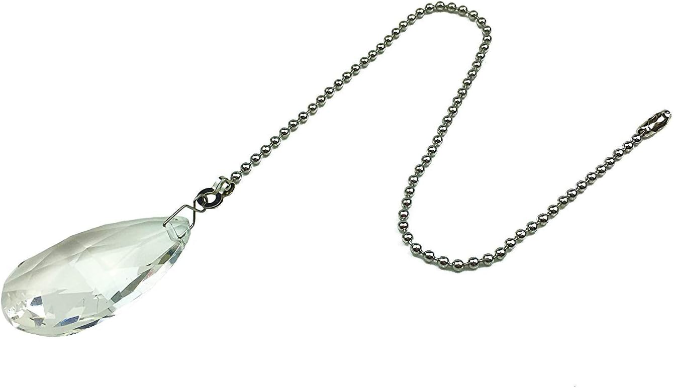 8 Pcs Crystal Prisms Charm Pendant Ceiling Fan Pull Chain Extender with Ball Chain Connector by MOMOONNON