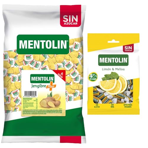 Mentolín caramelos garganta plus jengibre s/a bolsa 1kg y de regalo limon melisa s/a bolsa 100g