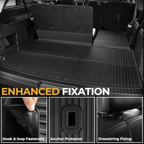 Image of Floor Mats for 2018-2024 Ford Expedition Max 8-Seat Accessories | All-in-One TPE Set, Odorless & Durable, All-Weather Protection, Ideal for families, Easy to Spray Clean, Quick Setup