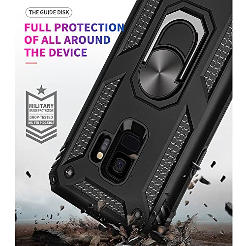Coque Samsung S9 noire antichoc avec anneau de support intégré